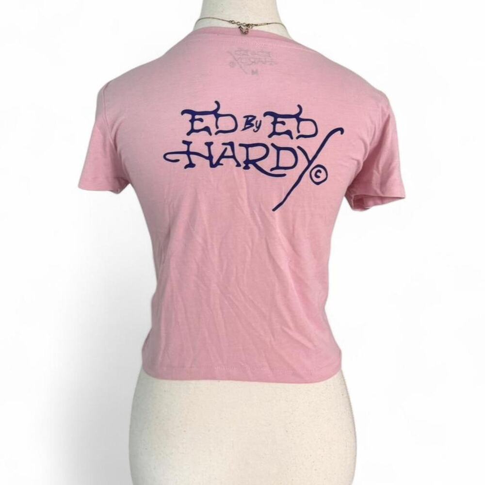 Ed Hardy pink baby tee with graphic design Size M alternative
